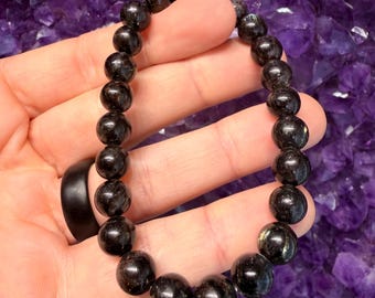 Greenland Nuummite "Sorcerer's Stone" - High Flash - Bracelet #5 - 8mm - Etsy Only