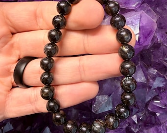 Greenland Nuummite "Sorcerer's Stone" - High Flash - Bracelet #2 - 8mm - Etsy Only