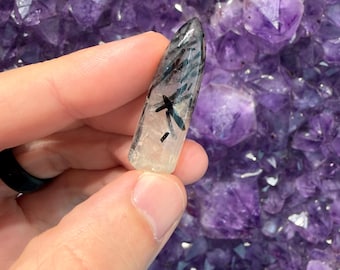 Black Rutile Quartz Bullet (AAA Grade) - 1 Stone (Etsy Only)