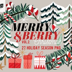 Merry and Berry Christmas vol.2. - Christmas Xmas clipart set - Hand drawn christmas clip art - winter holiday elements - xmas decoration