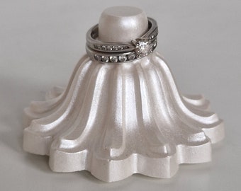 Pearlescent ring holder, small handmade ring holder, wedding ring holder, elegant ring holder, victorian ring holder, ornate ring holder