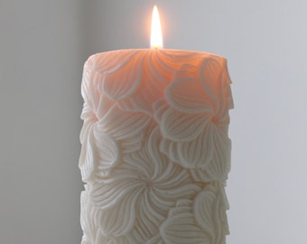 Swirl Design Pillar Candle, Unscented Soy & Beeswax Pillar Candle, Decorative Pillar Candle, Homewarming Candle Gift, Candle and Holder Gift