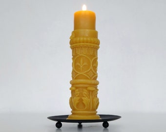 Fleur De Lis French Ornate Design Candles, 100% Pure Beeswax, Intricate Design Majestic Candles, Victorian Candles, French Baroque Candles