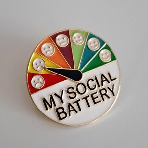 Social Battery Pin, Mood Tracker Brooch, Introvert Brooch, Introvert Accessory, Social Battery Tracker, Mood Tracking Dial Pin