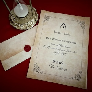 Invitación personalizada estilo Traidores, carta de invitación con sello de lacre para una noche de juego de misterio de asesinato, carta de invitación para una cena estilo Traidores