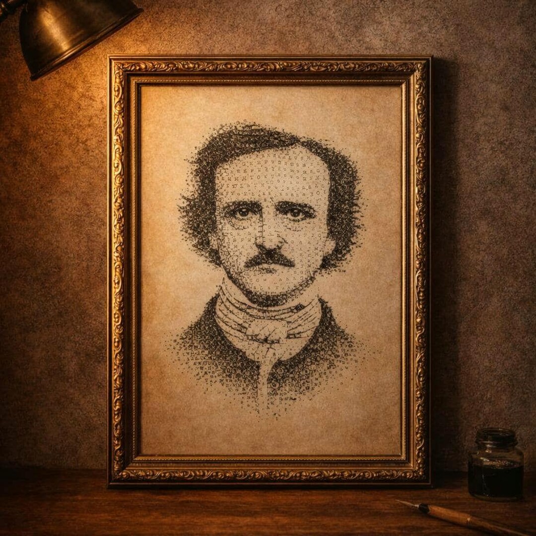 Edgar Allan Poe Portrait Print, Dark Academia Decor, Gothic Literary ...
