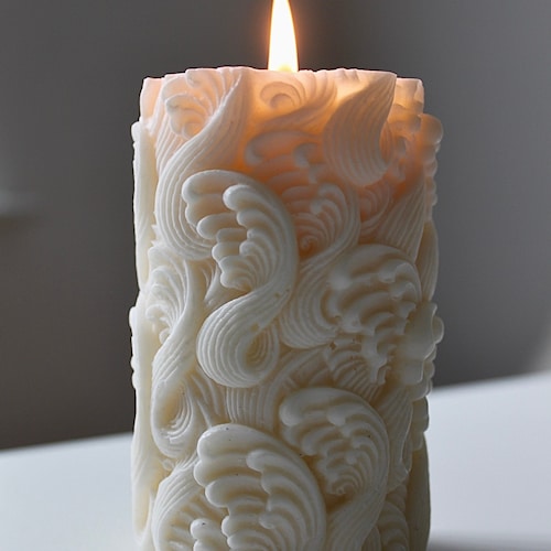 Angelic Design Pillar Candle Unscented Soy & Beeswax Candle Etsy