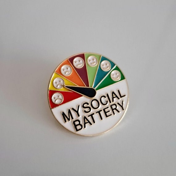 4 Broches 'My Social Battery' - Exprime Ton Humeur Sans Parler - Designs Mignons Et Humoristiques - Parfait Pour Introvertis