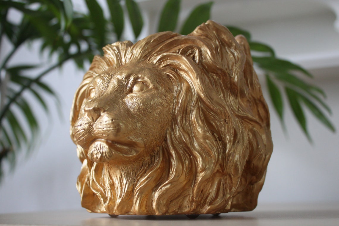 Handmade Golden Lion Head Pot Lion Candle Holder Golden Home Etsy