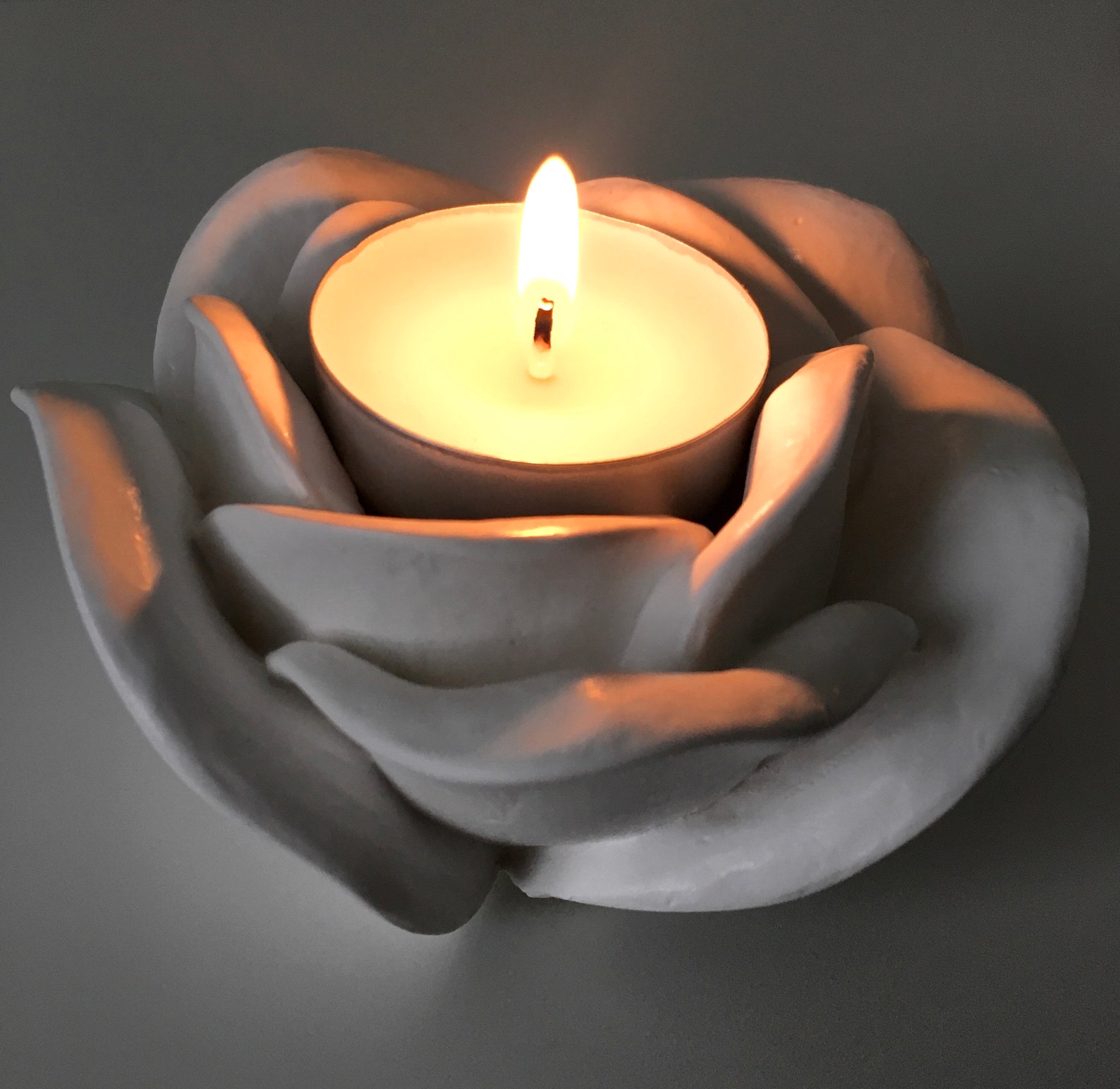 Handmade White Rose Tealight Holder Rose Candle Holder Etsy