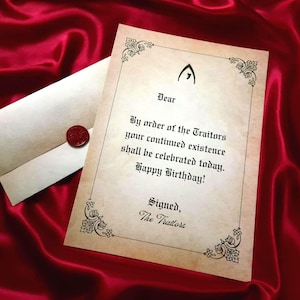 Traitors Style Birthday Letter, Gothic Happy Birthday Letter, Vintage Style Wax Sealed Birthday Letter image 1