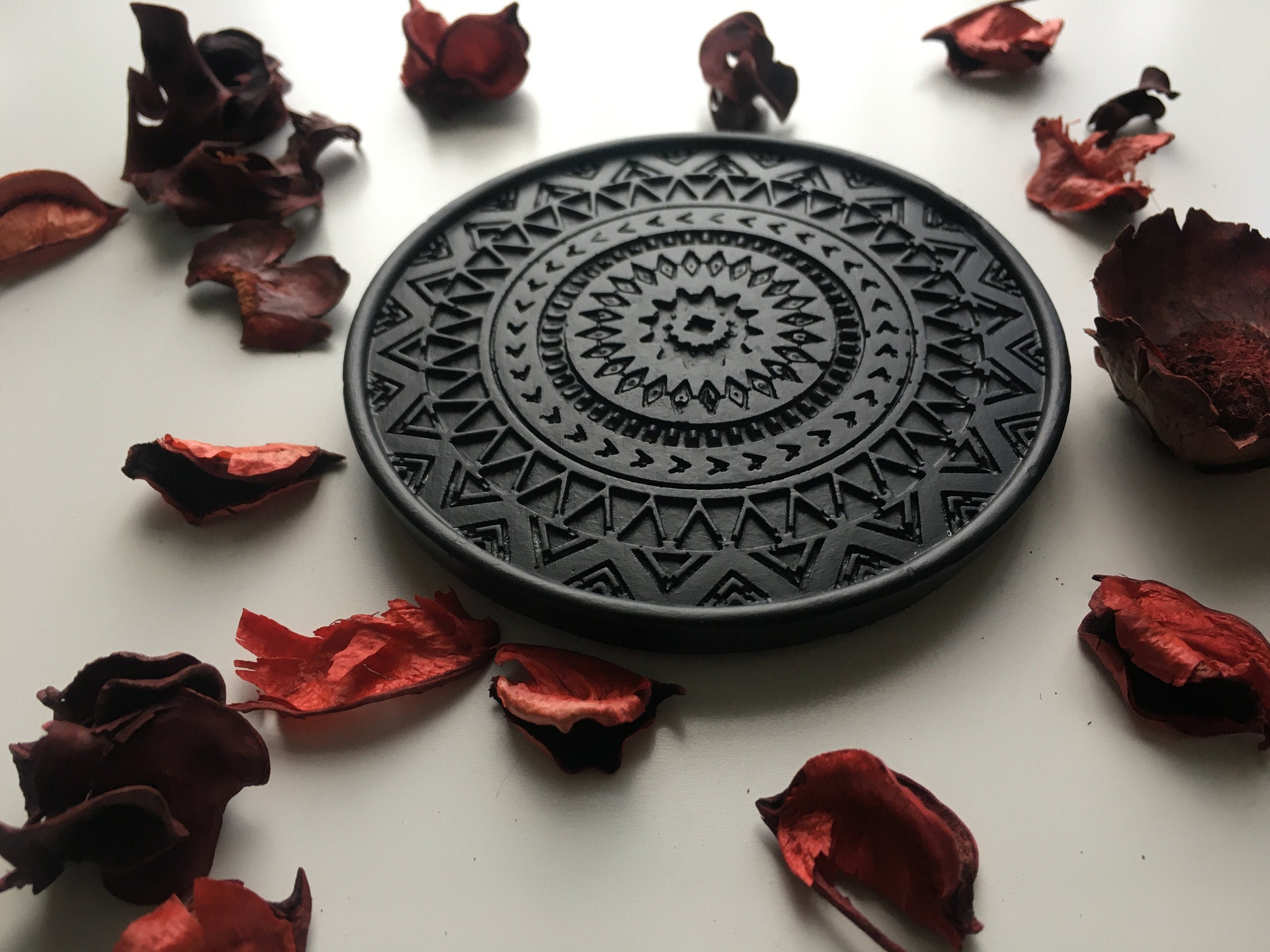 Handmade Black Mandala Design Coasters Black Coaster Set Etsy