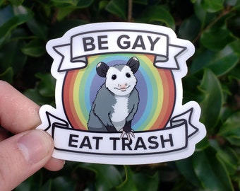 Gay Opossum Sticker Decal | Pride - Tree Frog - Queer - Rainbow - Possum