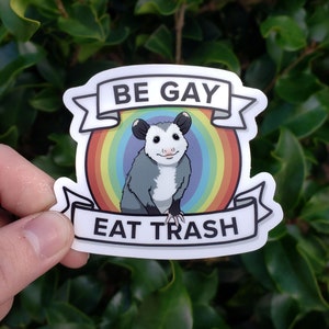 Gay Opossum Sticker Decal | Pride - Tree Frog - Queer - Rainbow - Possum