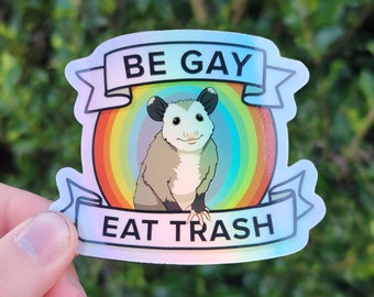 Gay Possum Holographic Sticker Decal | Pride - Tree Frog - Queer - Rainbow