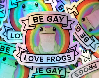 Gay Frog Holographic Sticker Decal | Pride - Tree Frog - Queer - Rainbow