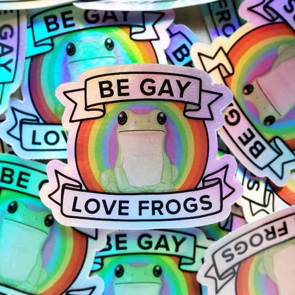 Gay Frog Holographic Sticker Decal | Pride - Tree Frog - Queer - Rainbow