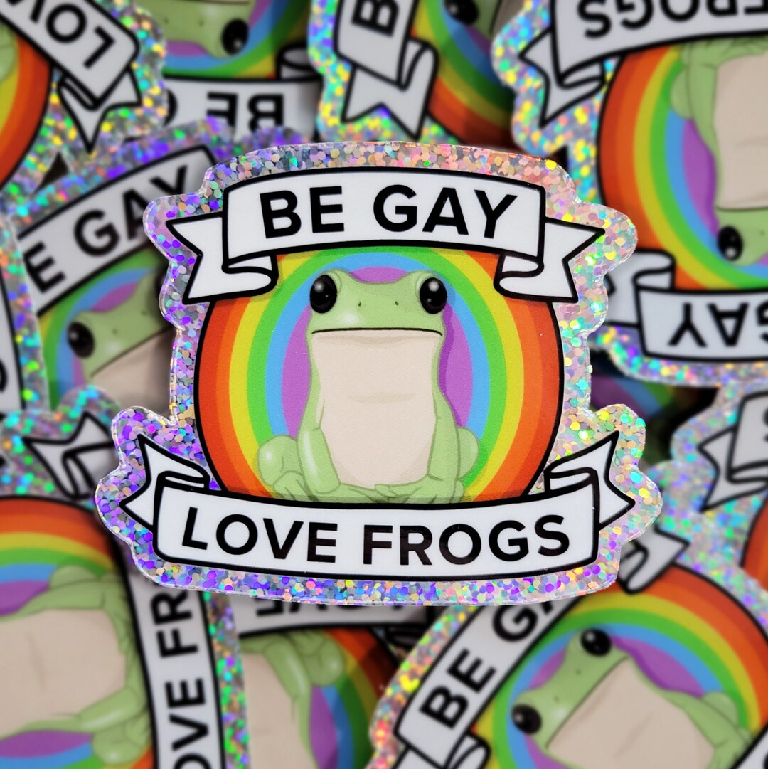 Gay Frog Holographic Glitter Sticker Decal | Pride - Tree Frog - Queer ...