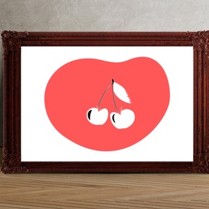 Cherry Modern Art Print - Bunch of Cherries Art - Cherry Pop Art - Cute Fruit Art Gift - Awesome Art Print - Wall Art Gifts - Various Sizes