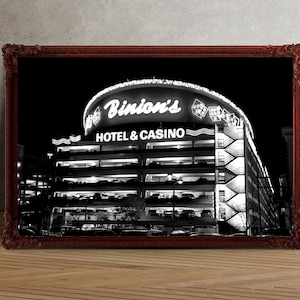 Las Vegas zwart-wit print - Binion&#39;s Casino fotoprint - retro Motel print-prints in verschillende maten