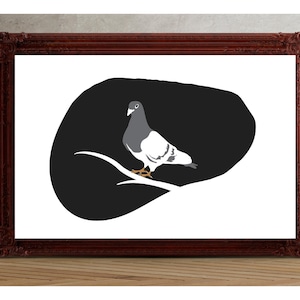 Pigeon Art Print - Modern Bird Art - Wild Bird Art Print - Bird Lovers Gift - Pigeon Art Gift - Fun Pigeon Art Print - Various Sizes