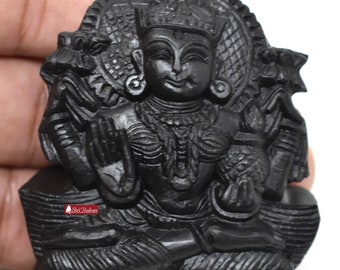 ShriRudram Laxmi Murti / Aishwariya Luxmi Statue Carved on Sudarshan Shaligram Nepal LM78