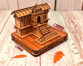 ShriRudram Miniature Temple Handmade , Badrinath Temple - 3D Replica Religious Gifts Indian Pooja Decor