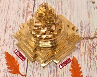 ShriRudram  Meru Shree yantra / Shri Yantra Brass Vastu Home Pooja Meditation Size 3 Inch