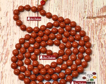 ShriRudram Red Jasper Rosary Tranquility Mala Necklace, Red Jasper Mala , Gifts For Her , Gifts For Him , Statement Necklace 8MM