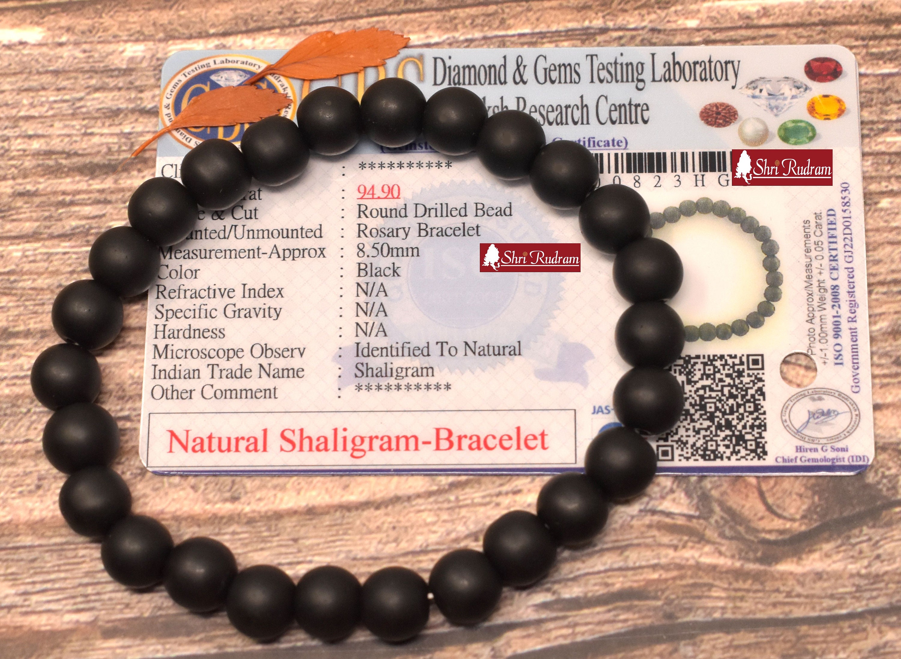 Shaligram Bracelet Shaligram Stone Bracelet Lab Certified