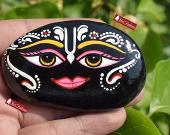 ShriRudram Decorated Shaligram, Painted Krishna Shaligram, Salagrama, Shaligram Shila, Ritual Object, Krishna Idol-Gandaki River Nepal KS98