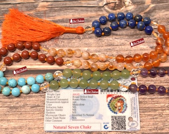 ShriRudram 7 Chakra Rosary Seven Chakra  Mala Necklace Gift For Yoga Lovers 108 Beads