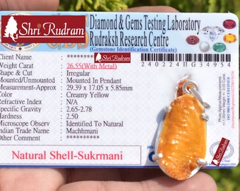 ShriRudram Natural Shukra Mani Pendant- Lab Certified , Venus Pendant , Yoga Gifts ,  Healing Pendant , Natural Stone Jewelry D54