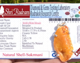 ShriRudram Natural Shukra Mani Pendant- Lab Certified , Venus Pendant , Yoga Gifts ,  Healing Pendant , Natural Stone Jewelry D51