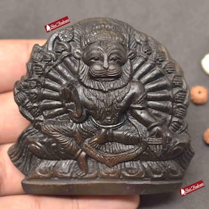 ShriRudram Yoga Narsimha Murti / Narasimha Murti Carved on Sudarshan Shaligram YN180
