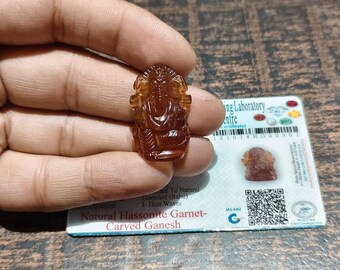 ShriRudram Gomed Ganesh Garnet Ganesha Hessonite Ganesh Idol Murti 47 Carat Lab Certified for Natasha