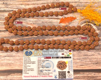 ShriRudram 5 Mukhi Rudraksha Mala / Five Face Rudraksh Rosary Lab Certified 108+1 Beads 9 MM Top Quality