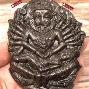 Shri Rudram Jwala Narsimha Murti / Jwaala Narasimha Idol Carved on Sudarshan Shaligram JL315