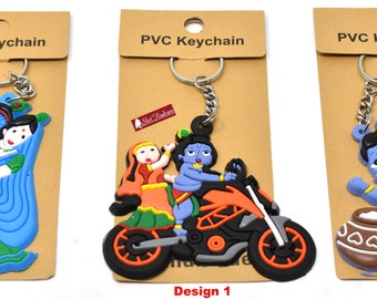 Shri Rudram Krishan Krishna Radha Krishna Key Ring Keychain Set of 3