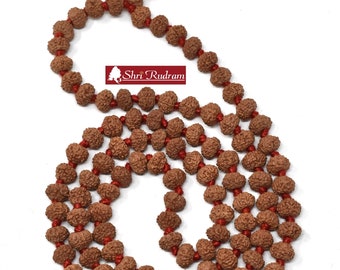 ShriRudram 7 Mukhi Rudraksha Mala / Seven Face Rudraksh Rosary Java Lab Certified 8-9 MM