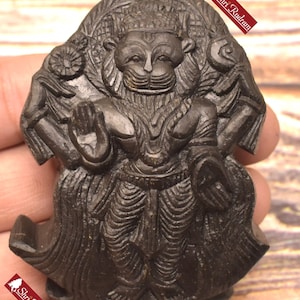 ShriRudram Narsimha Murti / Standing Narasimha Idol Carved on Golden Sudarshan Shaligram Nepal SHN125