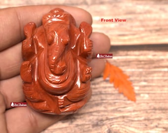 ShriRudram Red Jasper Ganesh Ganesha Top Quality Religious God Gift 105 Grams
