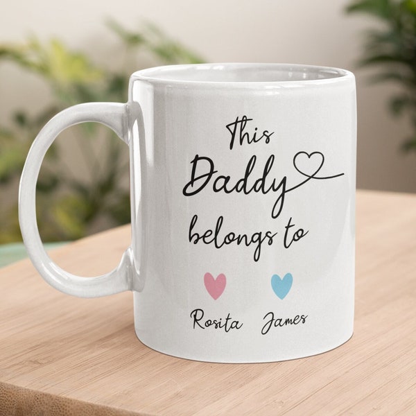 Personalised This Daddy belongs to Mug, Daddy birthday, Gift for Dad, To daddy from kids, from children