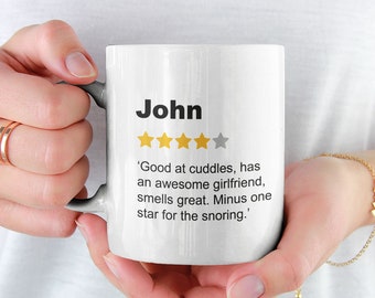 Personalised Funny Review Mug / Laughing, Joke, Good humour, Anniversary Boyfriend / Girlfriend / Friend Gift