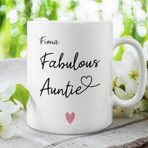 Personalised Fabulous Auntie Mug, Mother's Day Keepsake, Aunty Birthday Gift, From Niece to Auntie, Fabulous Aunt Cup