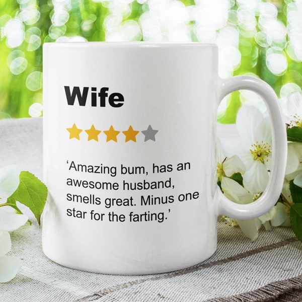 Personalised Funny Wife Review Mug / Laughing, Joke, Good humour, Anniversary Wife, Funny Wife birthday gift