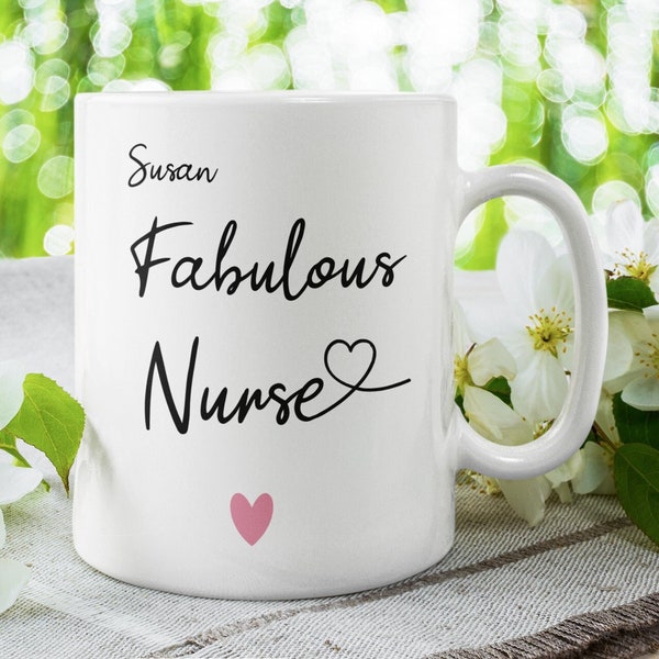 Personalised Fabulous Nurse Mug, Thank you Nurse Gift, Nurse Keepsake Gift, Nurse Birthday Gift for her, New Job Nursing, Passing nursing