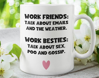 Work Friends vs Work Bestie Mug - Leaving gift work colleague, work bestie leaving gift, work bestie birthday gift, Work Bestie Christmas