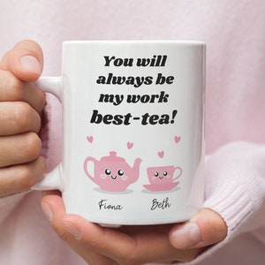 Personalised Work Bestie Work Best-Tea Gift - Work Colleague Friend Birthday, BFF, Leaving Gift, Work Friendship Appreciation
