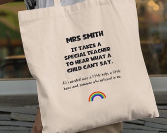 Personalised Extra Support Teacher Thank You Tote Bag, Autistic Child Thank You Teacher, Special Needs Mentor, Autism Teacher, SEN, TA Teach